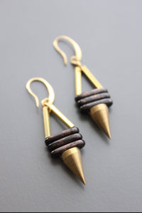 Geometric Glass & Brass Spike Earrings