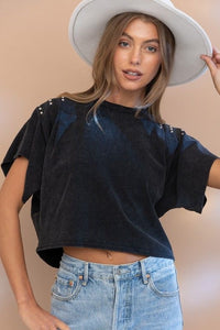 Cropped Tee with Studs