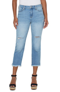 High Rise Non-Skinny Jean with Fray Hem