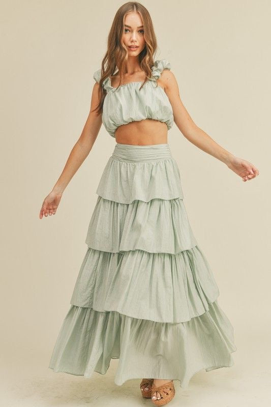 Tiered layered maxi outlet skirt