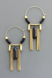 Art Deco Jet Hoops