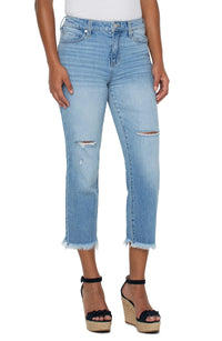 High Rise Non-Skinny Jean with Fray Hem