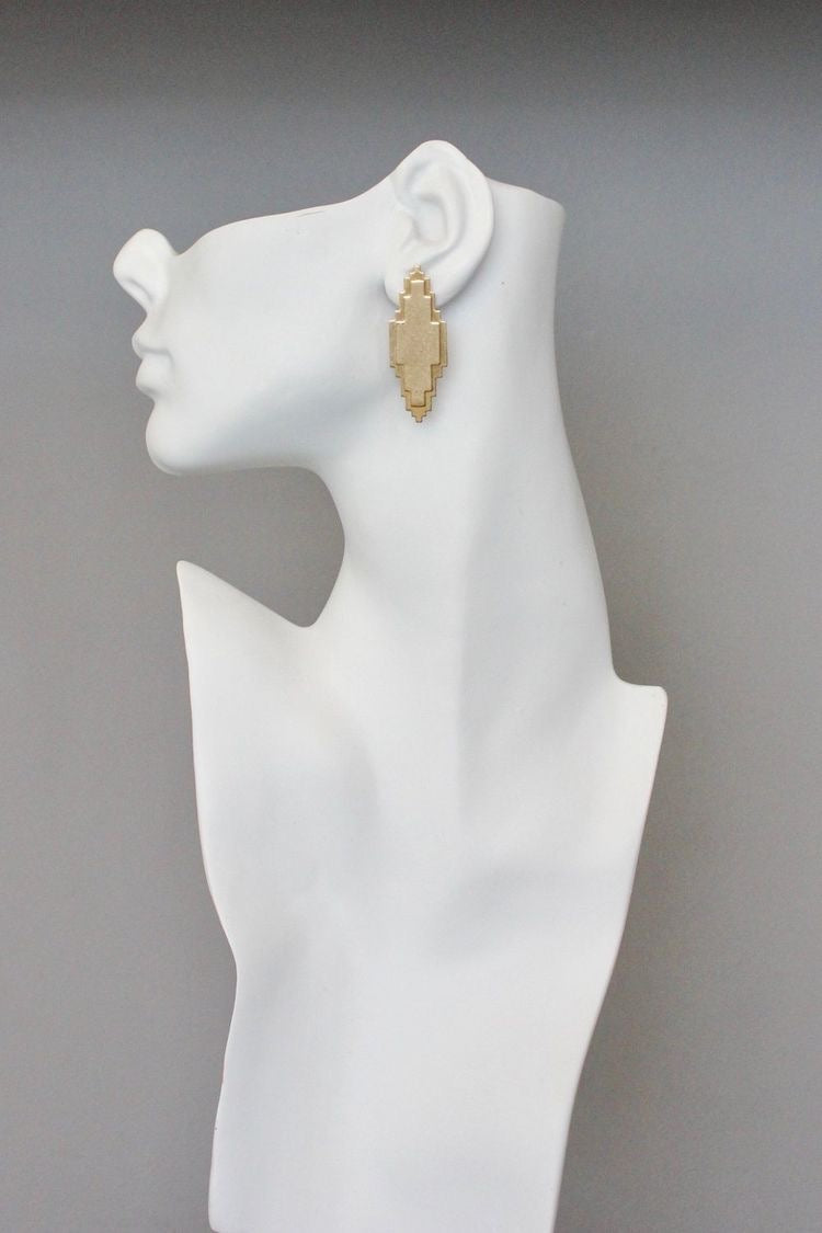 Geometric Brass Post Earrings
