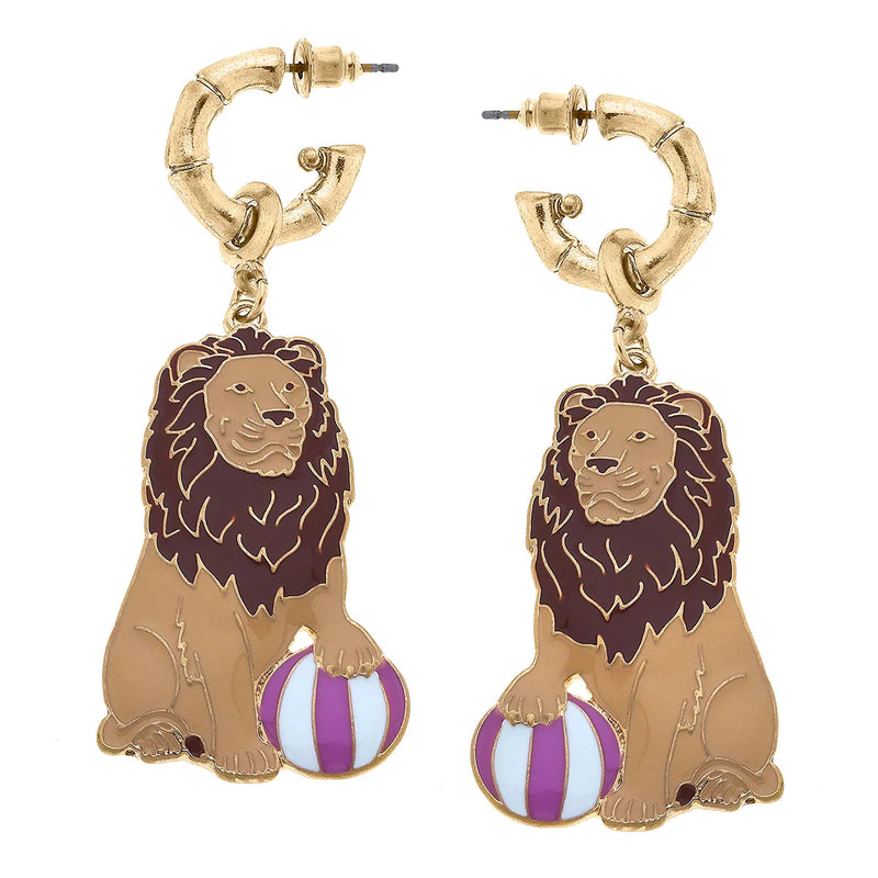 Paris Enamel Lion Earrings